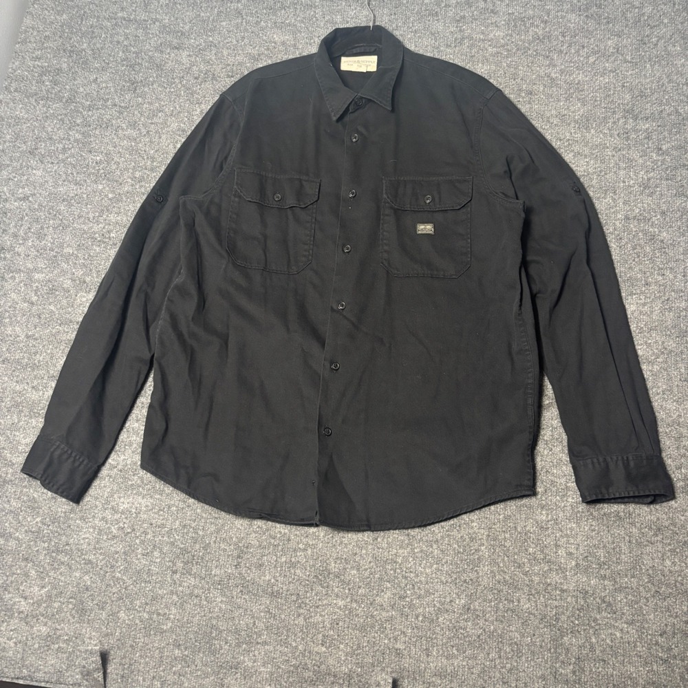 Denim & Supply Ralph Lauren Mens XL Black Twill Utility Military Field Shirt